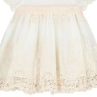 Baby Girls White & Pink Floral Embroidered Dress, 1, hi-res
