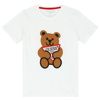 Younger Boys White Teddy Logo T-Shirt