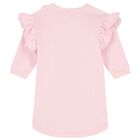 Girls Pink Logo Bag Ruffled Dress, 2, hi-res