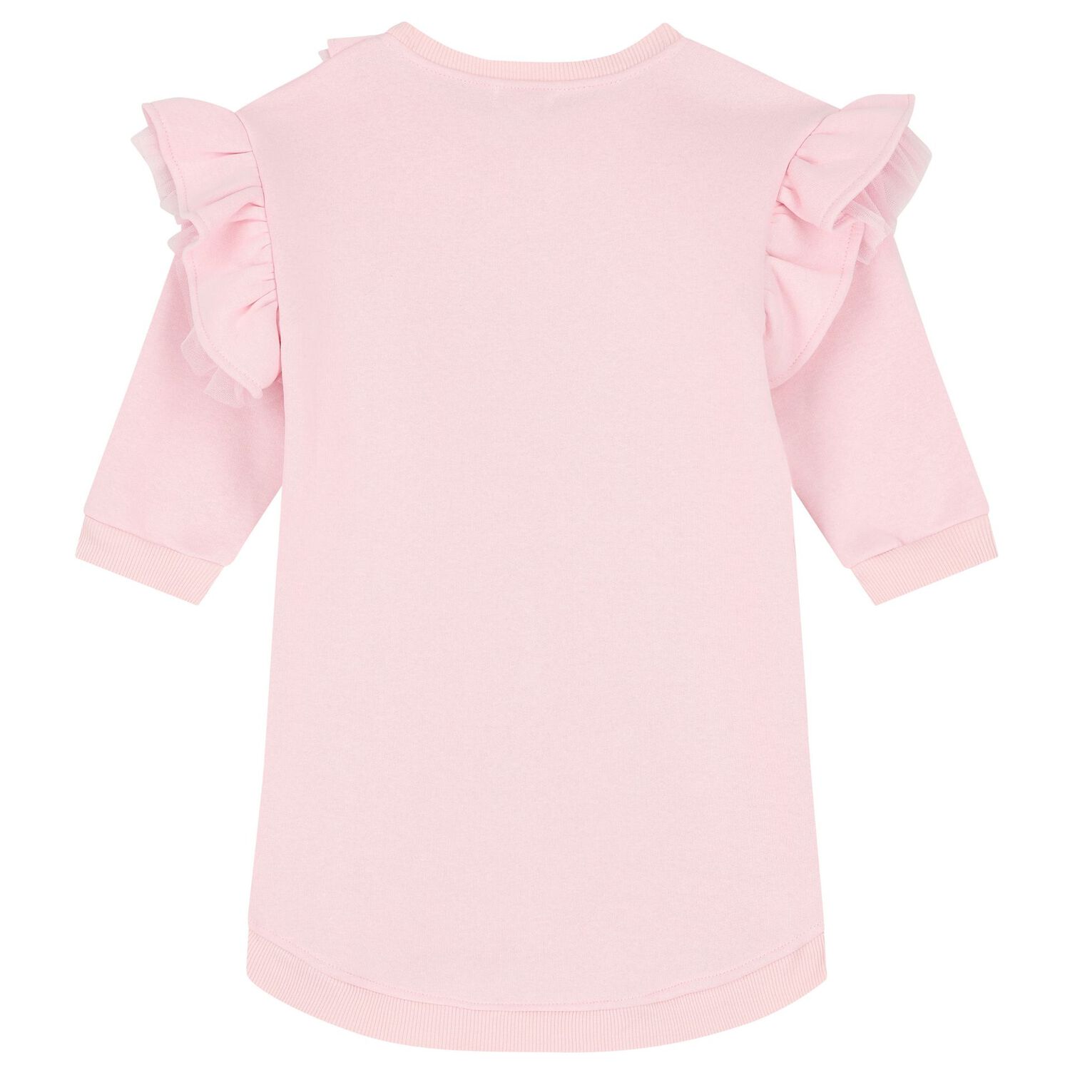 Girls Pink Logo Bag Ruffled Dress, 2, hi-res