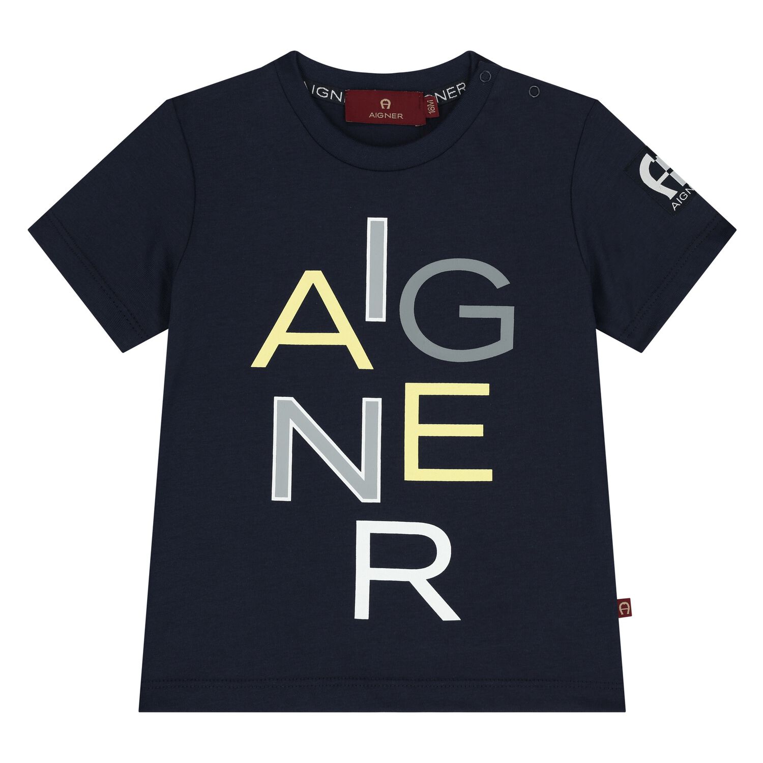 Younger Boys Navy Blue Logo T-Shirt, 2, hi-res