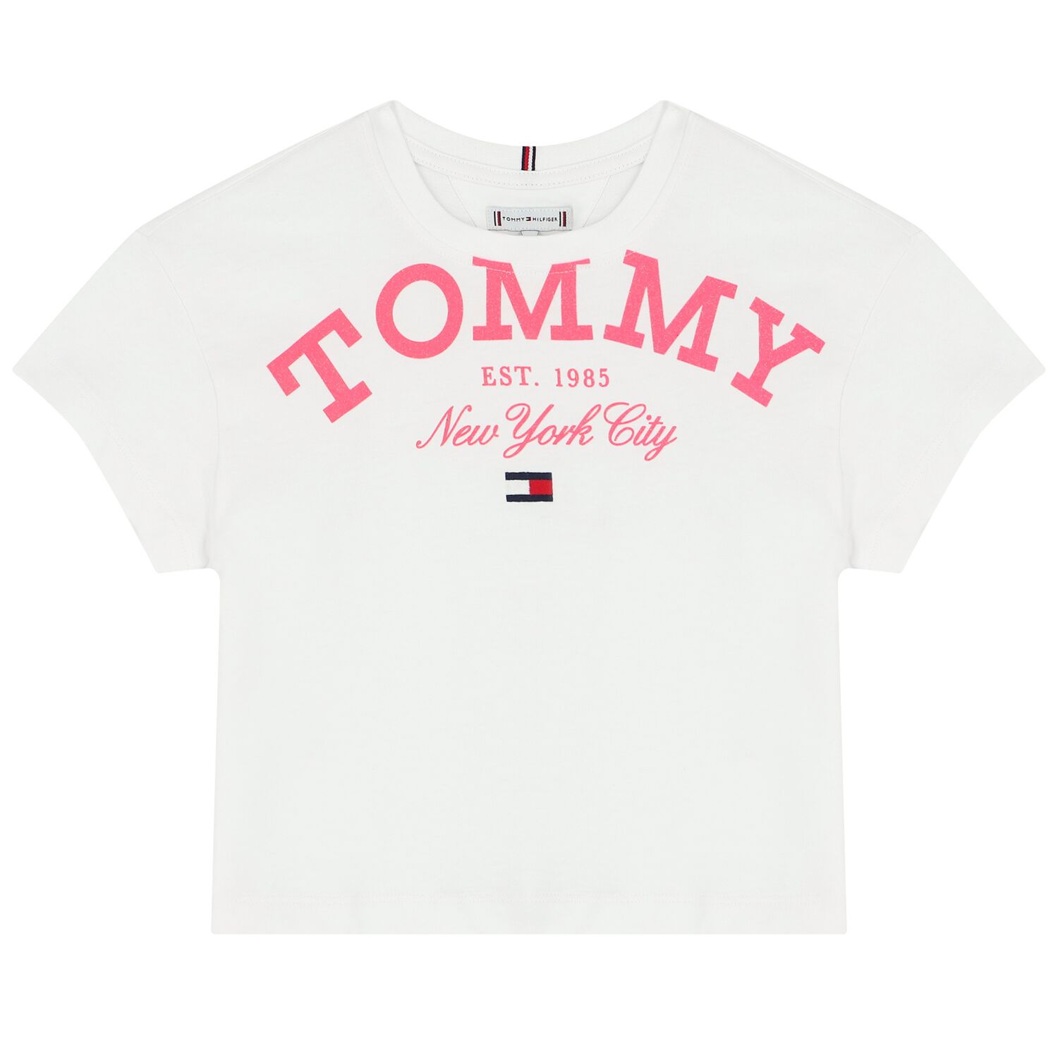 Girls White Logo T-Shirt, 1, hi-res