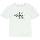 Younger Boys White Logo T-Shirt, 1, hi-res