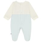 Baby Boys Ivory & Blue Teddy Bear Logo Babygrow, 2, hi-res