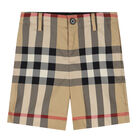 Boys Beige Checkered Shorts, 1, hi-res