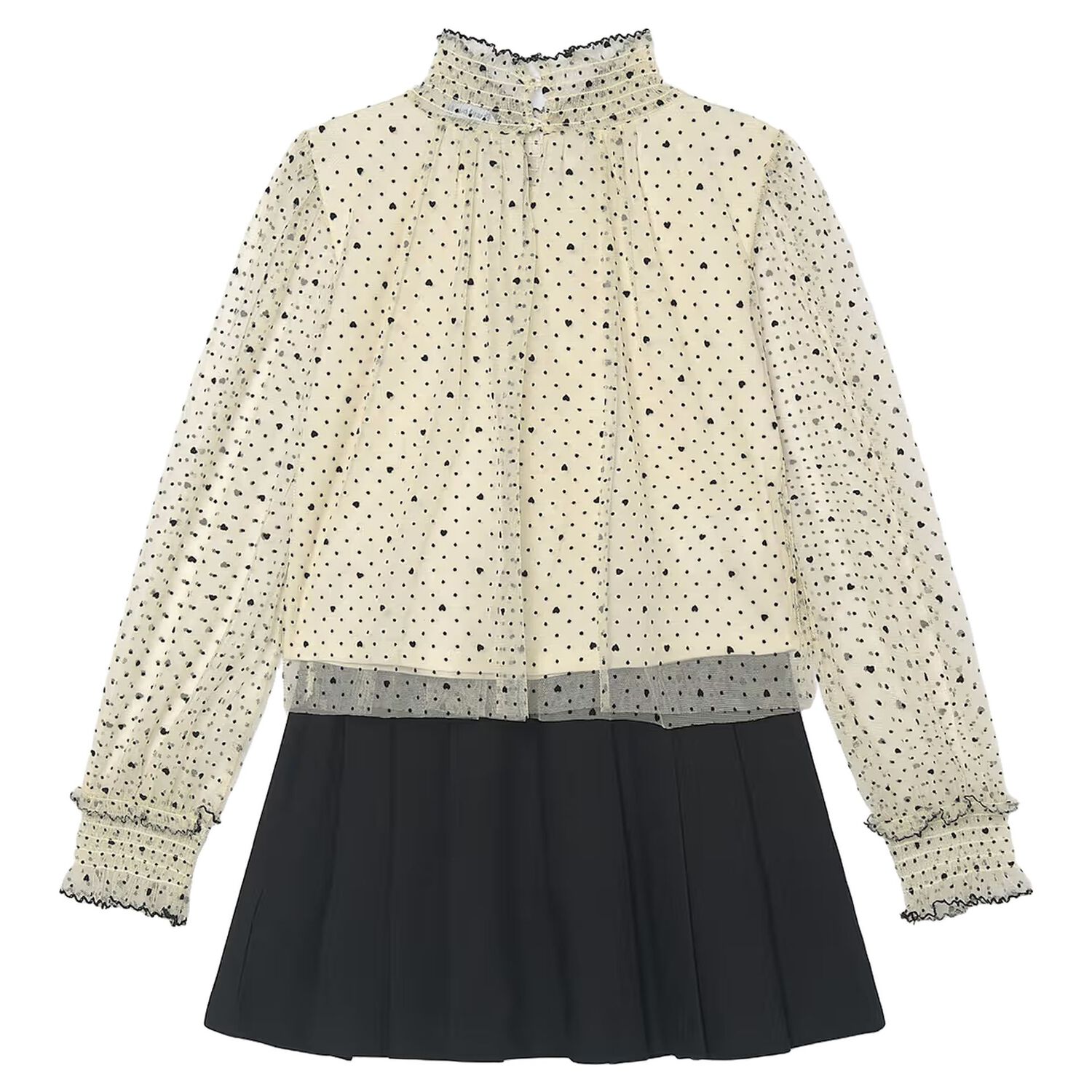 Girls Ivory & Black Skirt Set, 1, hi-res