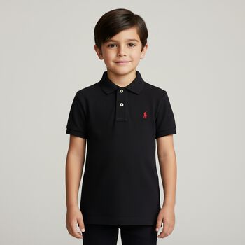 Boys Black Logo Polo Shirt 
