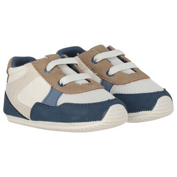 Baby Boys Ivory & Navy Blue Pre Walker Shoes