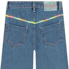 Girls Blue Denim Wide Leg Jeans, 1, hi-res