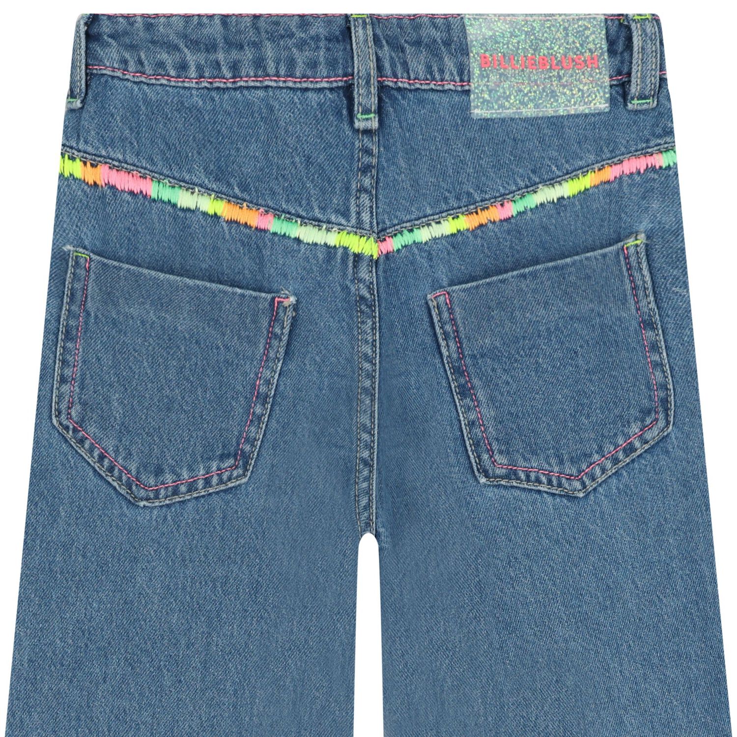 Girls Blue Denim Wide Leg Jeans, 1, hi-res