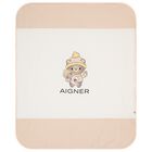 Baby Girls Ivory & Pink Teddy Bear Logo Blanket, 3, hi-res