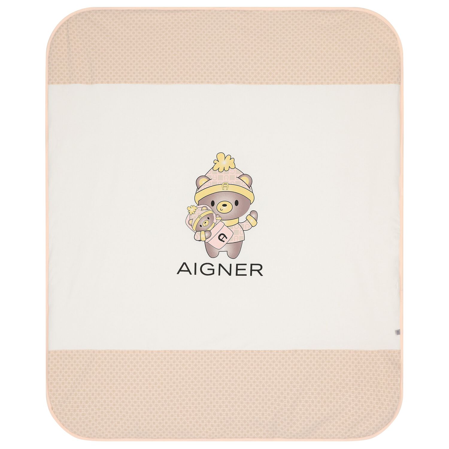 Baby Girls Ivory & Pink Teddy Bear Logo Blanket, 3, hi-res