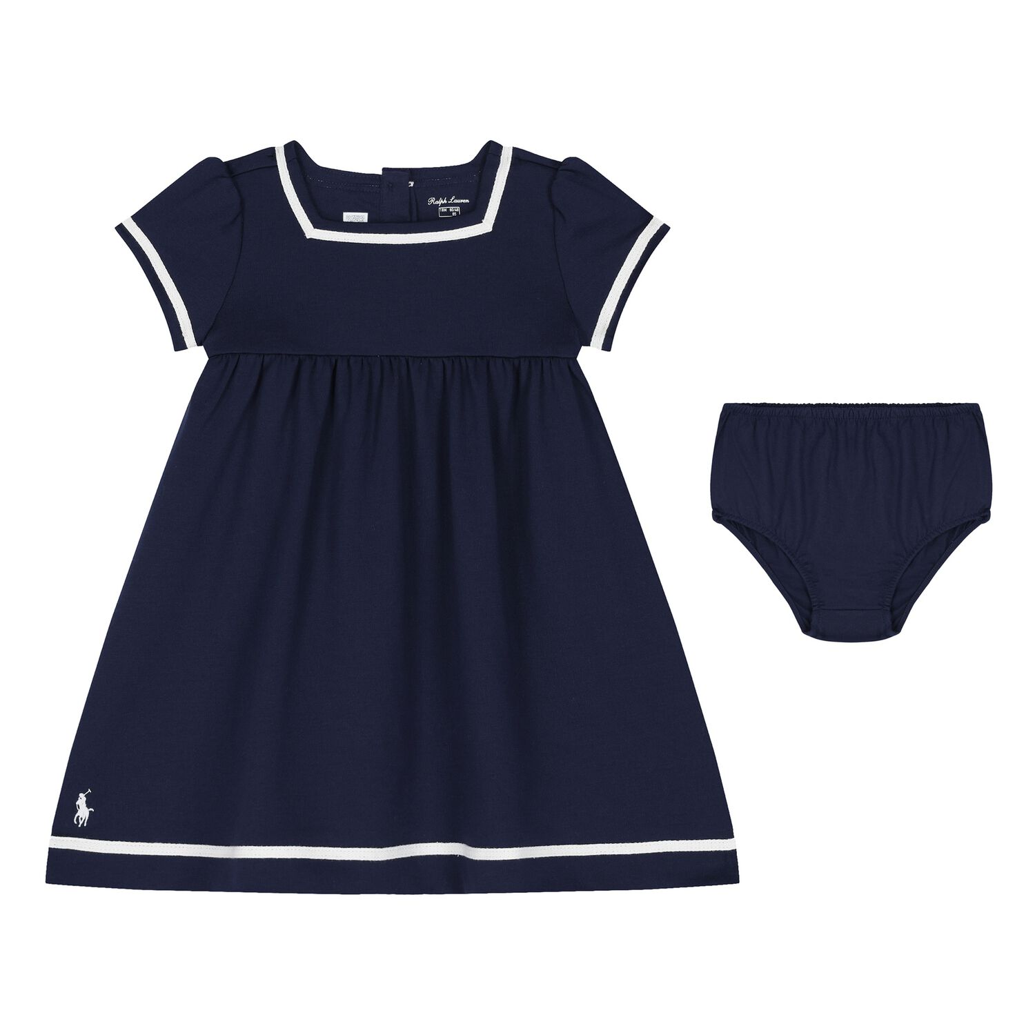 Baby Girls Navy Blue Logo Dress Set, 1, hi-res