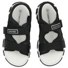 Boys Black Logo Sandals, 2, hi-res