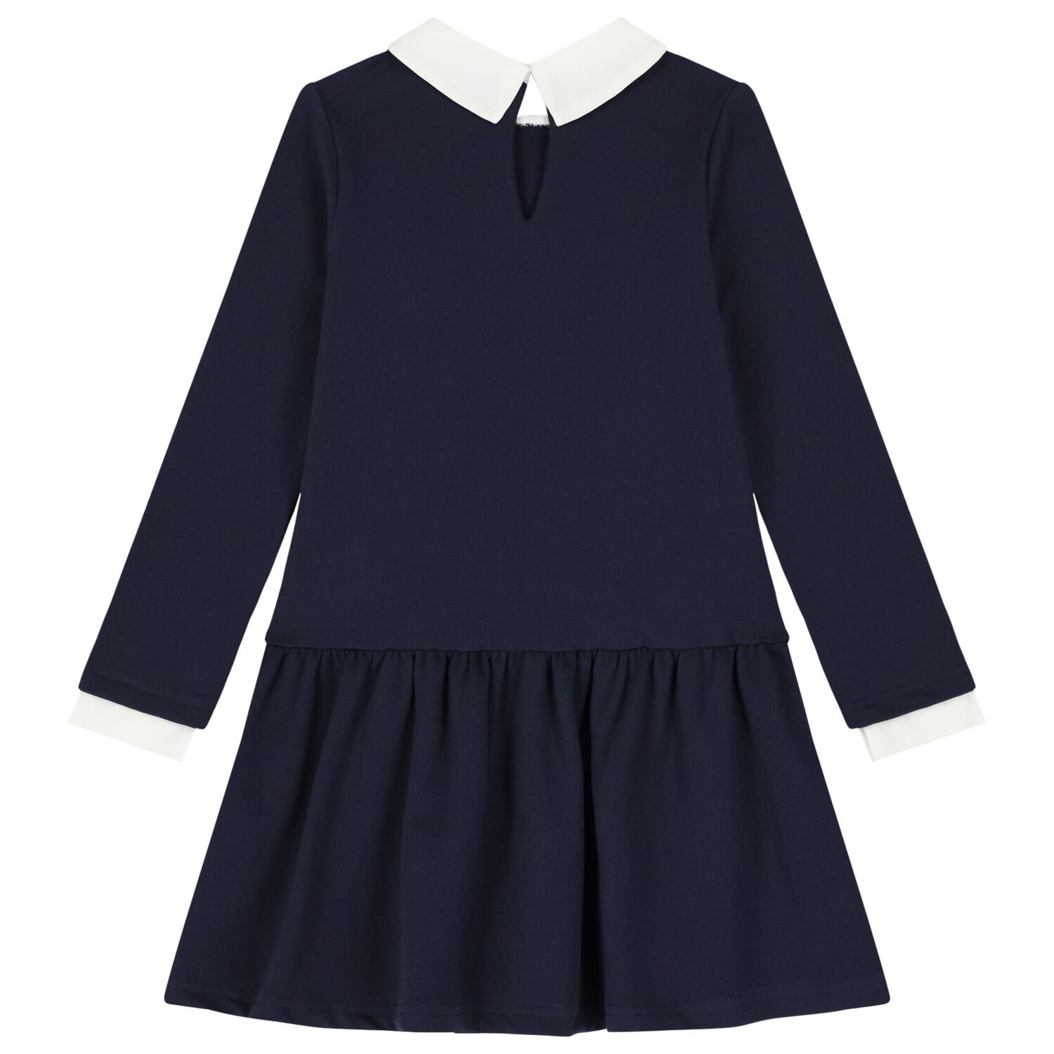 Girls Navy Blue Bow Dress, 2, hi-res