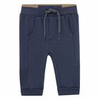 Baby Boys Navy Logo Joggers, 1, hi-res