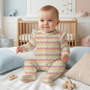Baby Girls Multi-Coloured Zig Zag Babygrow