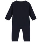 Baby Boys Navy Logo Romper, 1, hi-res