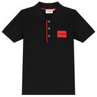 Boys Black Logo Polo Shirt, 3, hi-res