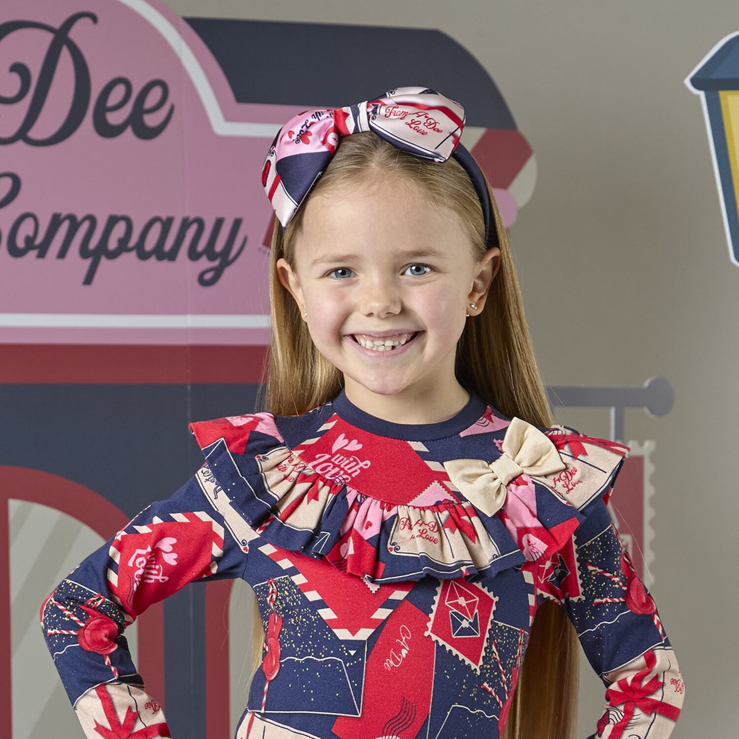 Girls Navy Blue Bow Headband, 1, hi-res