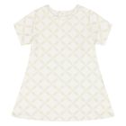 Younger Girls Ivory & Gold Logo Dress, 1, hi-res