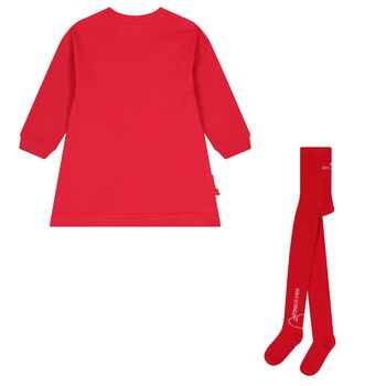 Girls Red Heart Dress Set