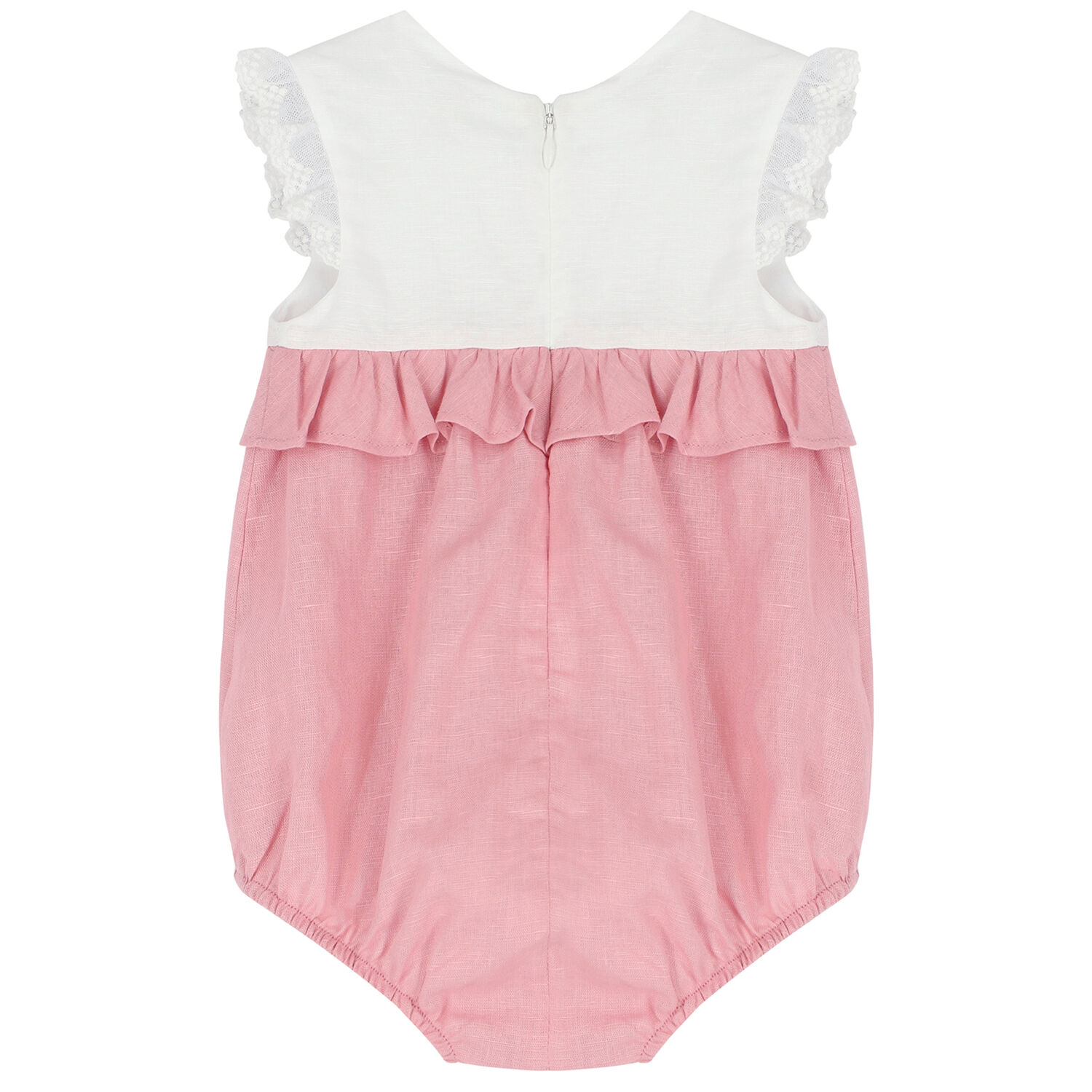 Baby Girls White & Pink Romper, 2, hi-res