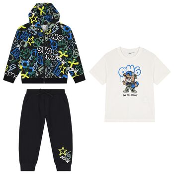 Boys Black & White Tracksuit Set