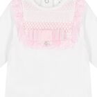 Baby Girls White & Pink Lace Babygrow, 1, hi-res