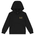 Boys Black Logo Hooded Top, 1, hi-res