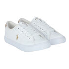 Girls White & Gold Logo Trainers, 1, hi-res