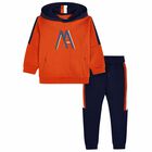 Boys Orange & Navy Logo Tracksuit, 1, hi-res