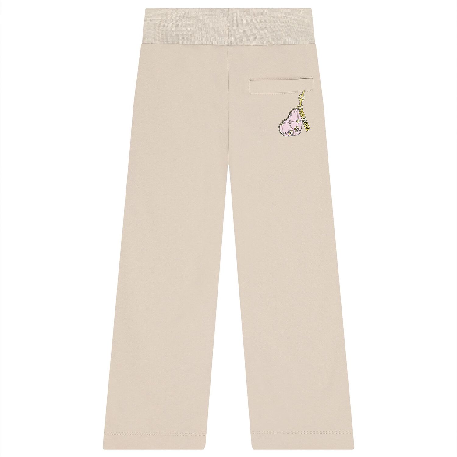 Girls Beige Heart Trousers, 1, hi-res
