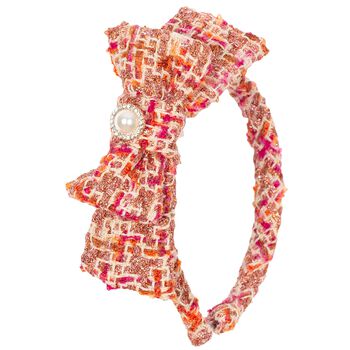 Girls Fuchsia Tweed Bow Headband