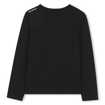 Girls Black Ikonik Karl Long Sleeve Top