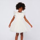 Girls Ivory Satin & Tulle Dress, 2, hi-res