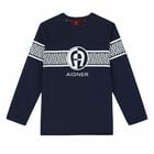 Boys Navy Logo Long Sleeve Top, 2, hi-res