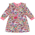 Younger Girls White Logo Dress, 1, hi-res