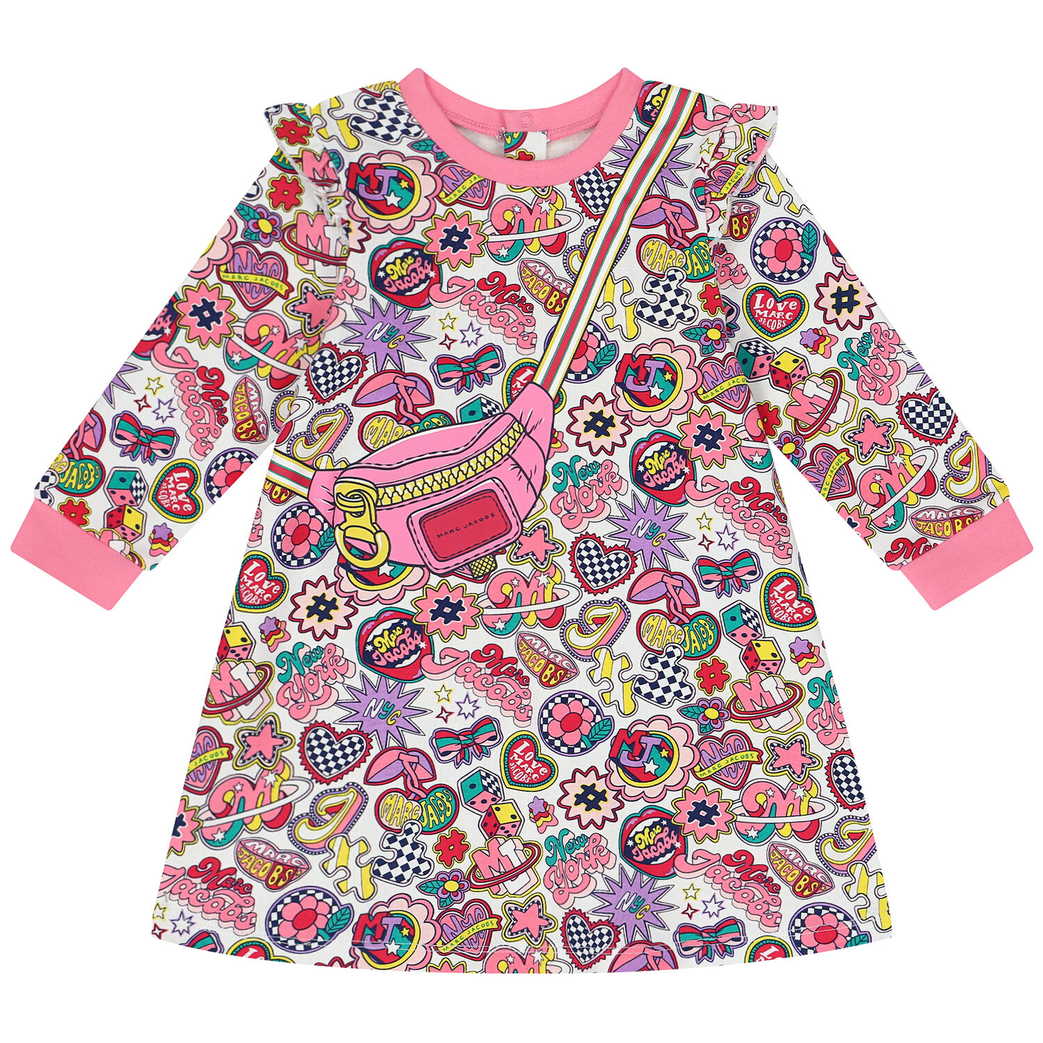 Younger Girls White Logo Dress, 1, hi-res