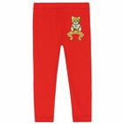 Younger Girls Red Logo Leggings, 1, hi-res