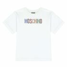 Girls White Diamante Logo T-Shirt, 1, hi-res