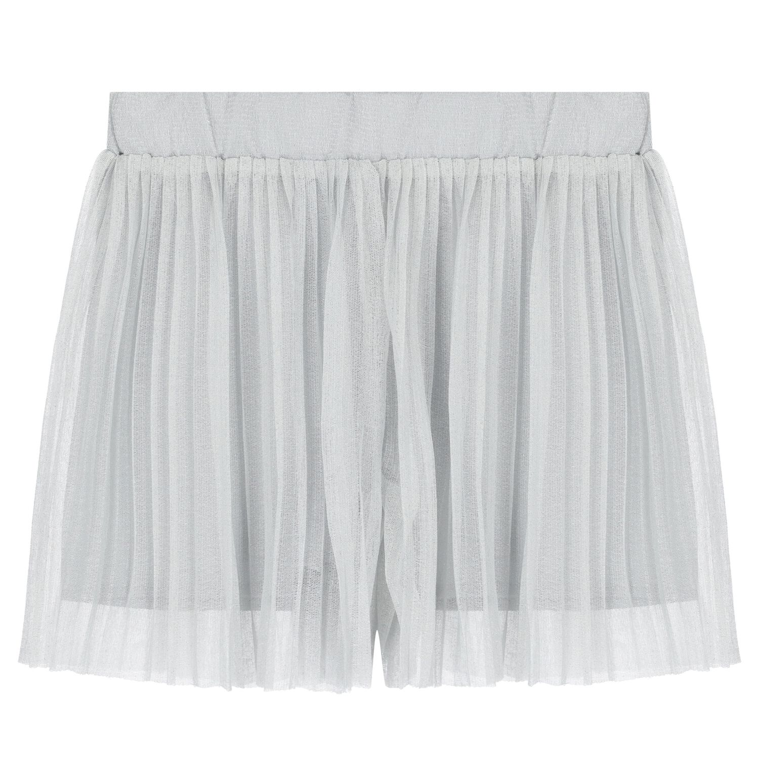 Girls Grey Pleated Tulle Shorts, 1, hi-res