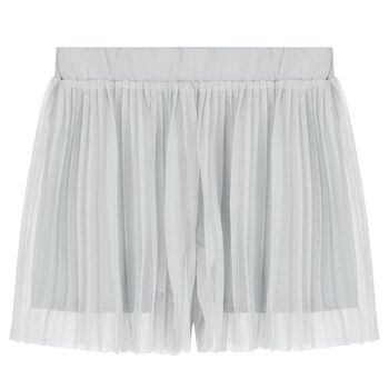 Girls Grey Pleated Tulle Shorts