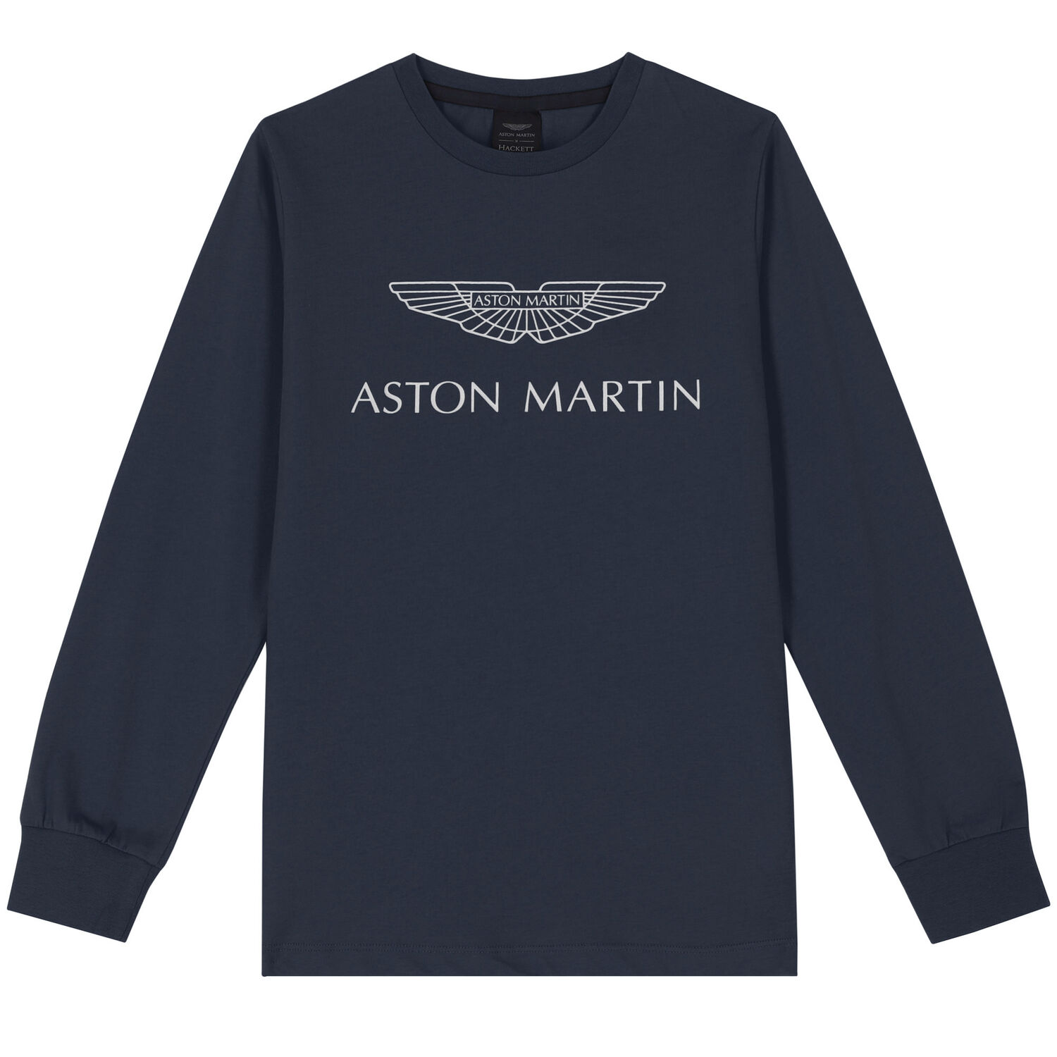 Boys Navy Logo Long Sleeve Top, 1, hi-res