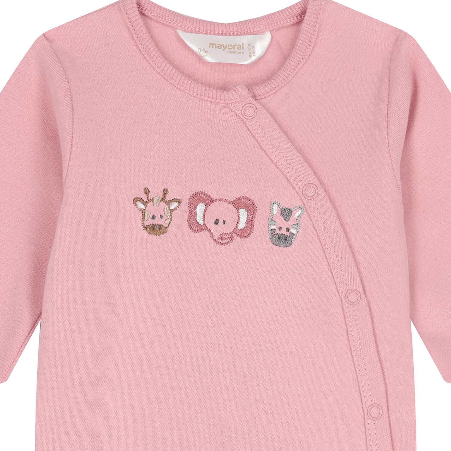 Baby Girls Beige & Pink Animals Babygrows ( 2-Pack ), 3, hi-res