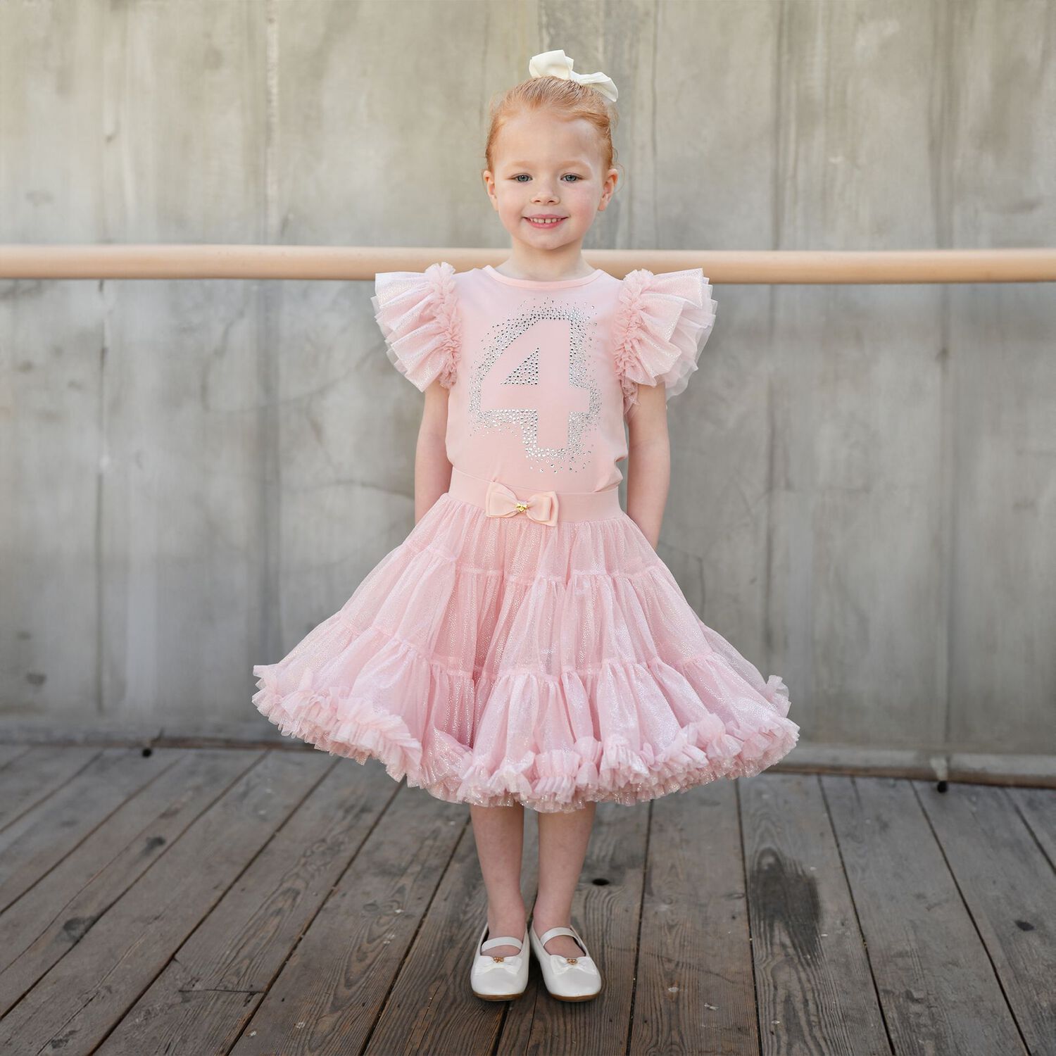 Girls Pink 4th Birthday T-Shirt, 3, hi-res