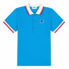 Boys Blue Logo Polo Shirt, 1, hi-res