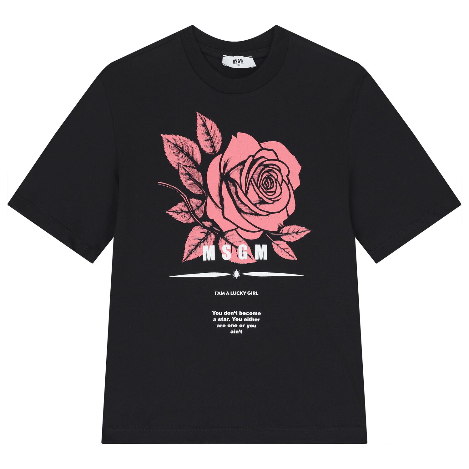 Girls Black Rose Logo T-Shirt, 1, hi-res