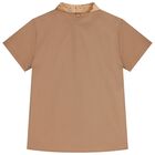 Boys Beige Geo Map Logo Shorts Set, 1, hi-res