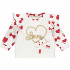 Younger Girls White & Red Heart Tracksuit, 1, hi-res